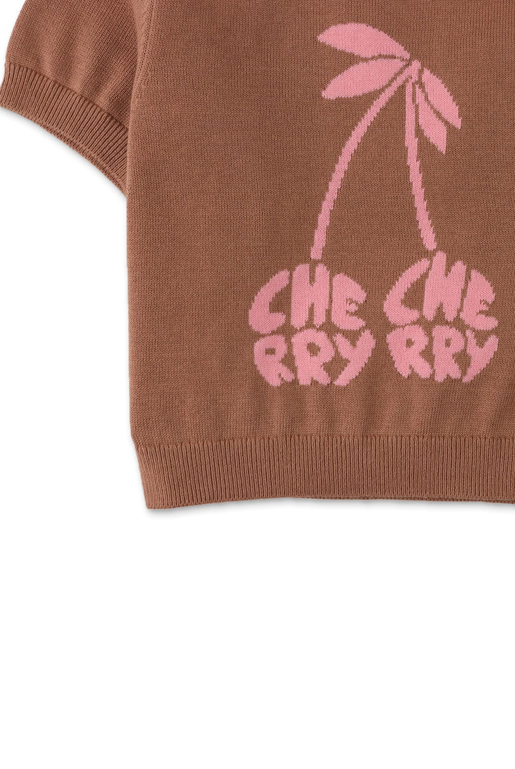 جينجرسنابس بلوزة بنقشة أمامية نص كم بناتي بني