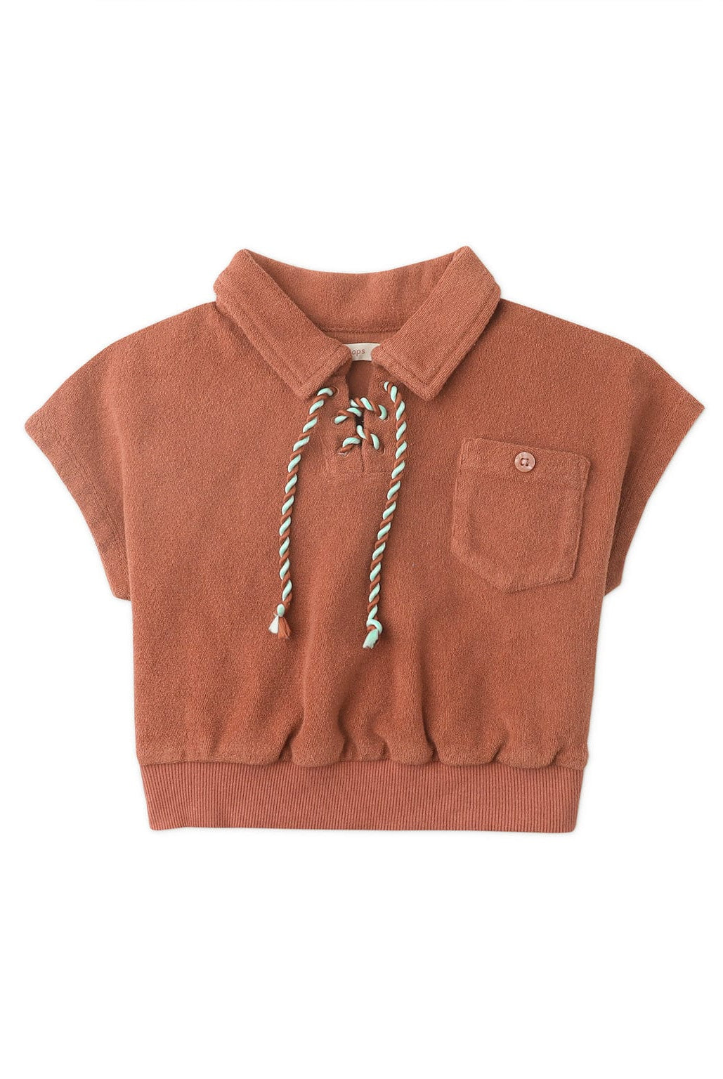 جينجرسنابس بلوزة بناتي برباط عالياقة وجيب بني