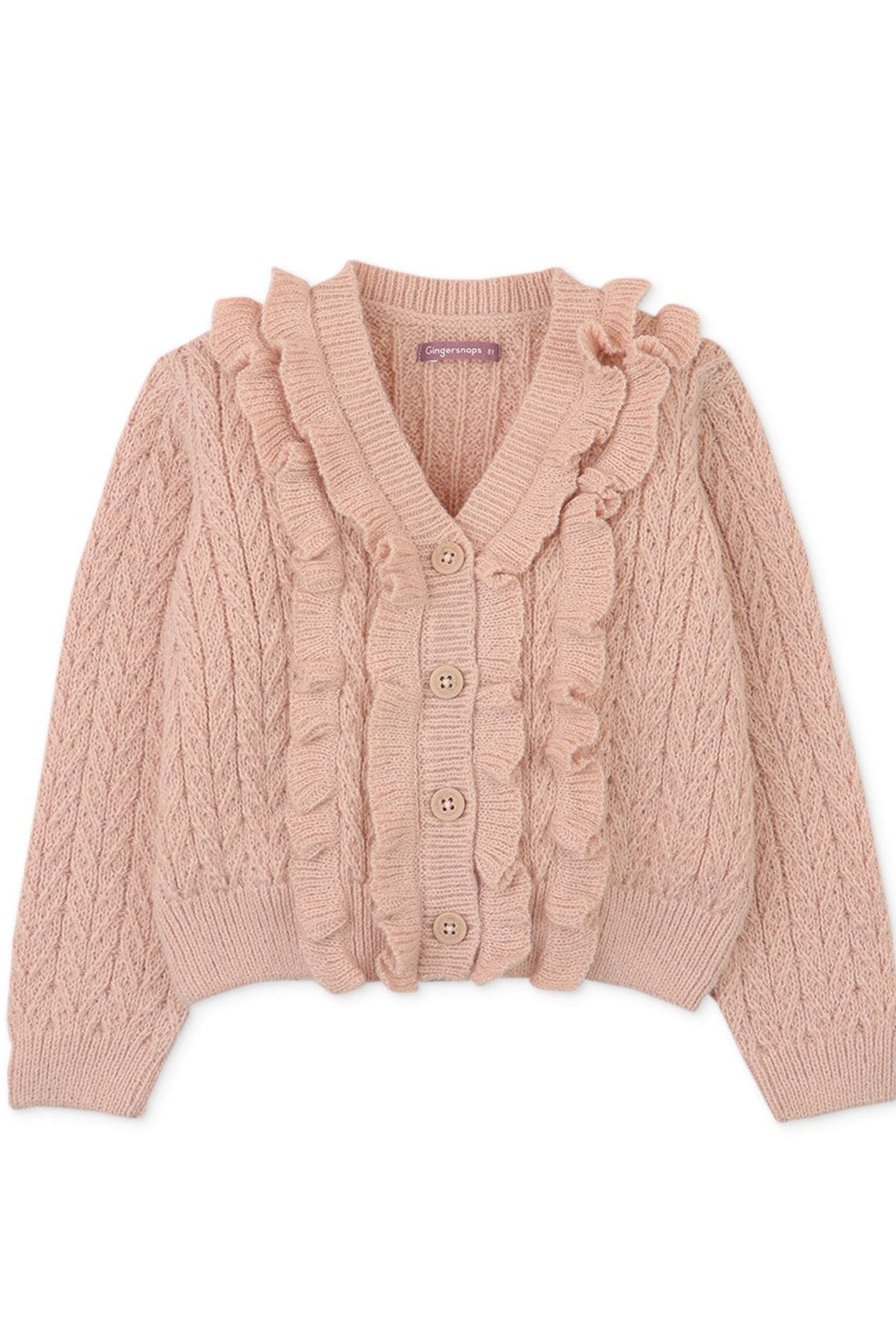 جينجرسنابس بلوفر بناتي بازرار ورقبة واسعة بيج