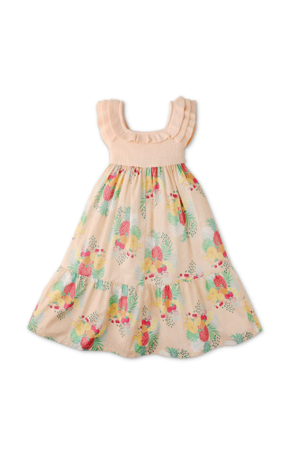 جينجرسنابس فستان بنات مشجر خوخي من أسفل طويل خوخي