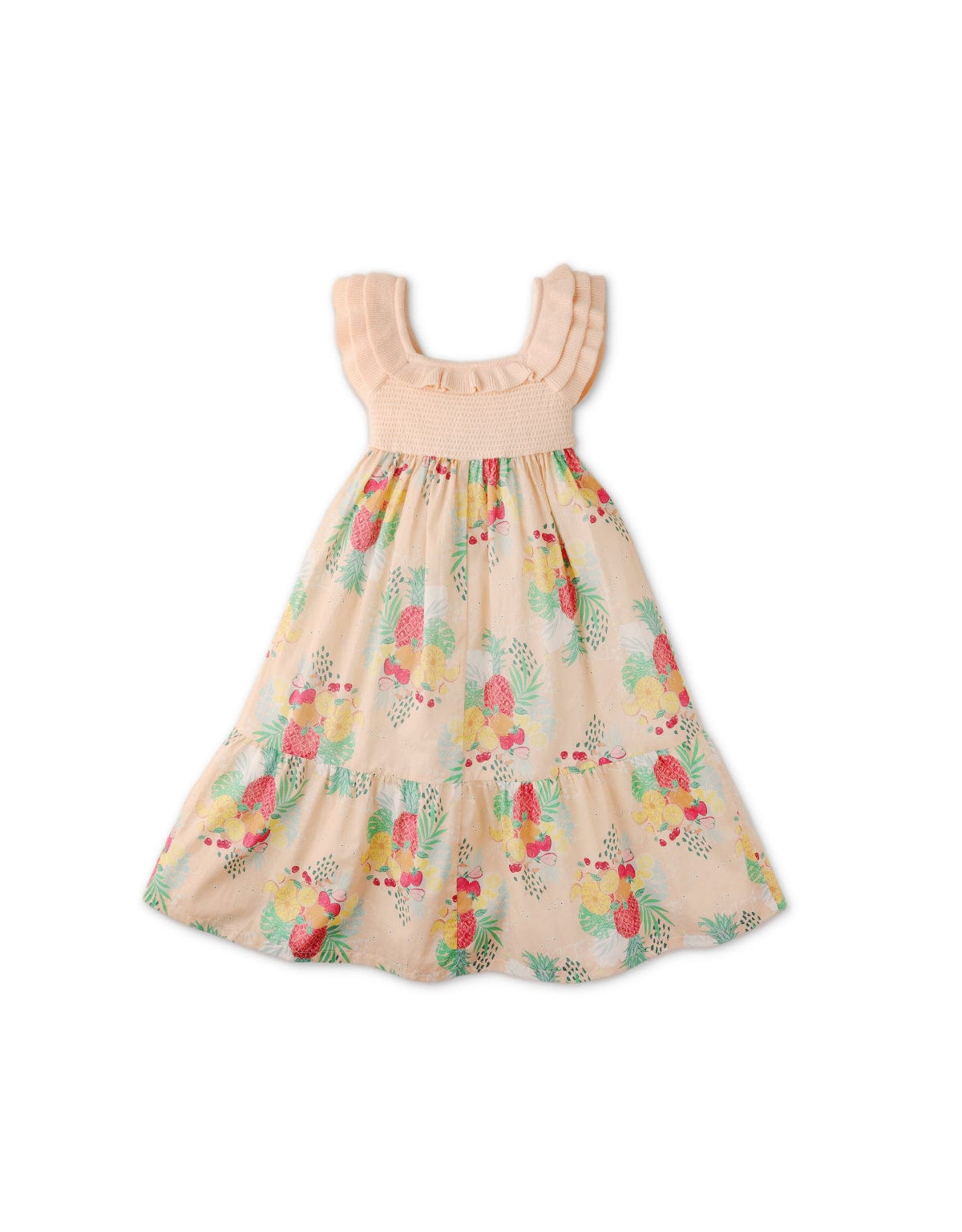 جينجرسنابس فستان بنات مشجر خوخي من أسفل طويل خوخي