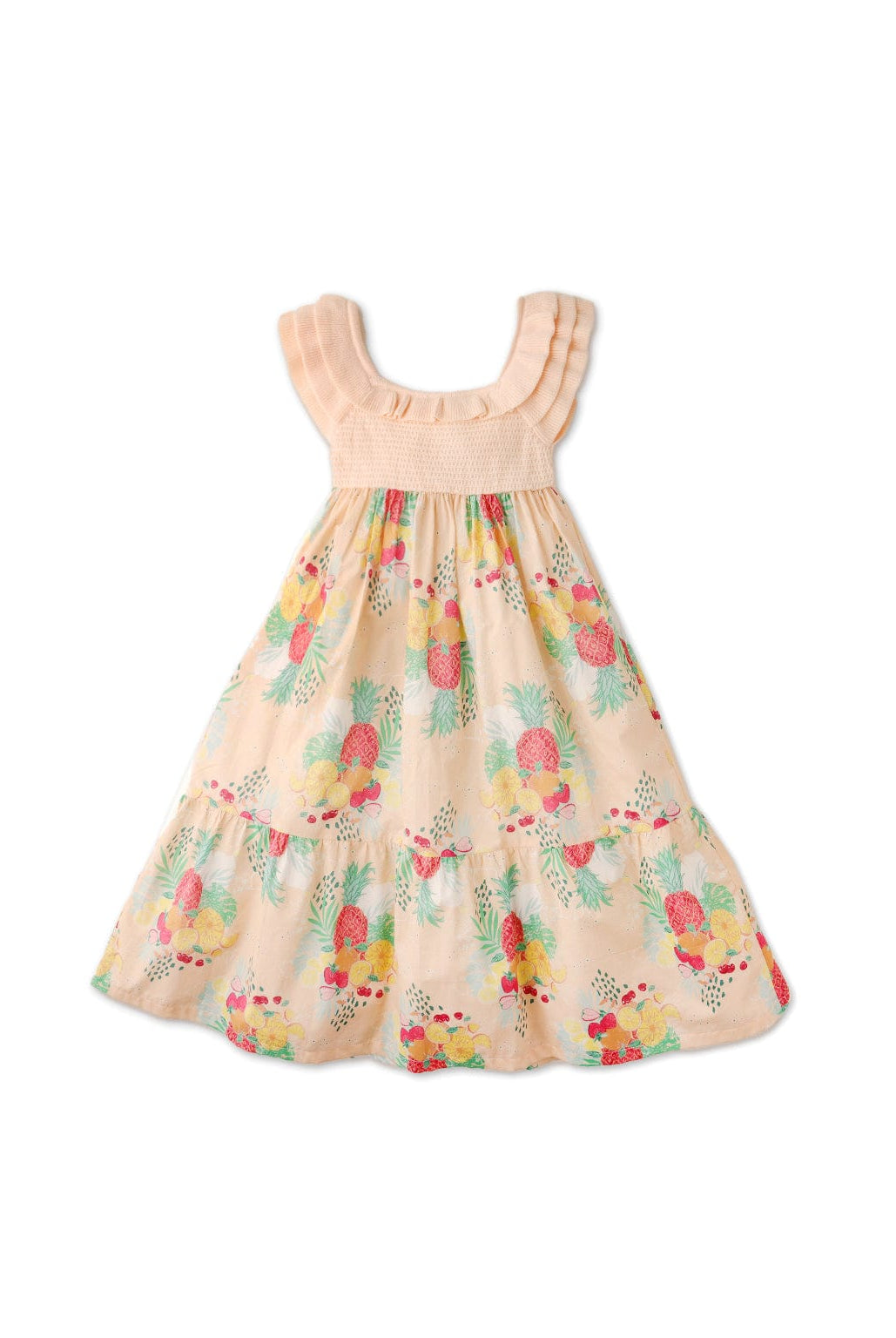 جينجرسنابس فستان بنات مشجر خوخي من أسفل طويل خوخي