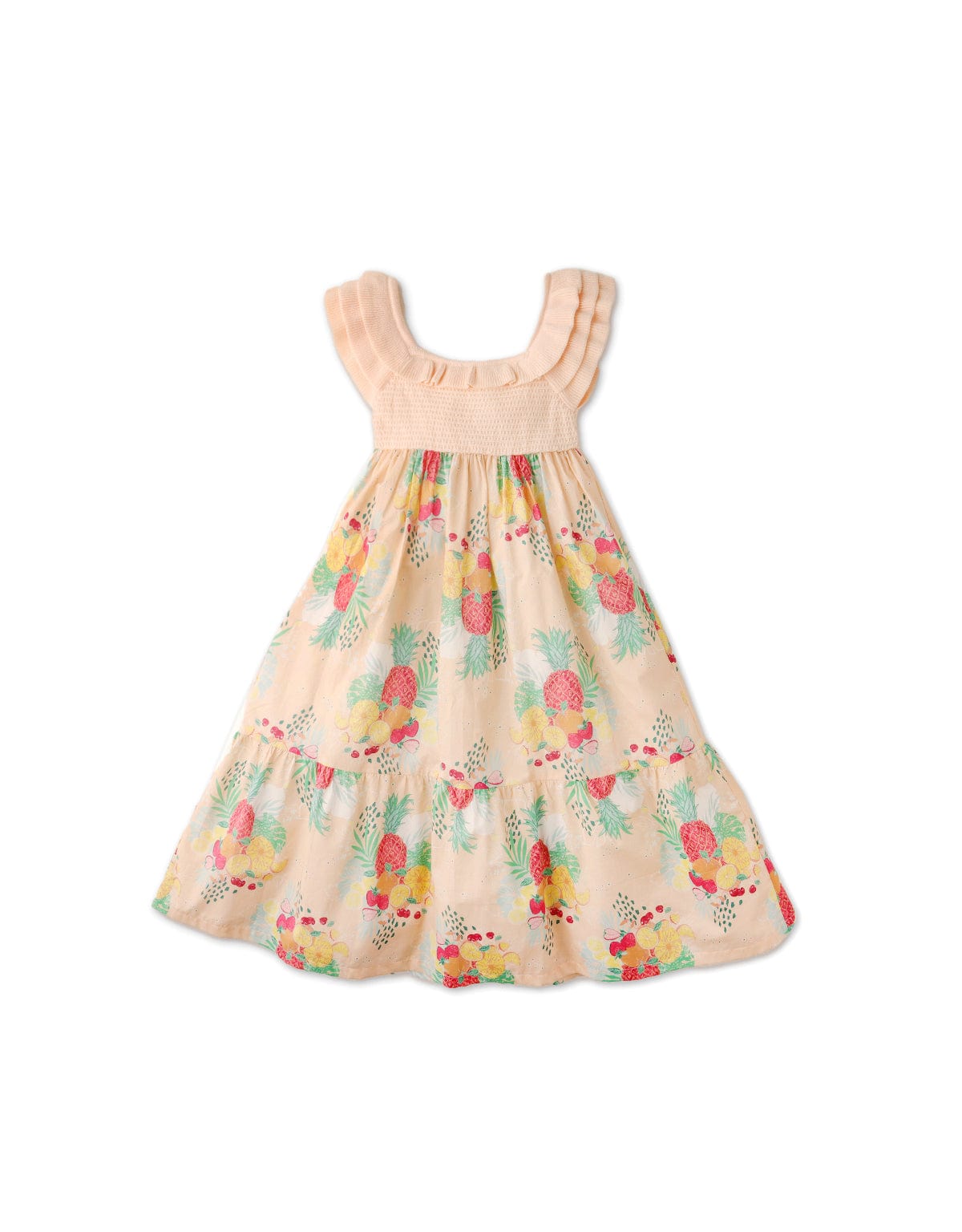 جينجرسنابس فستان بنات مشجر خوخي من أسفل طويل خوخي