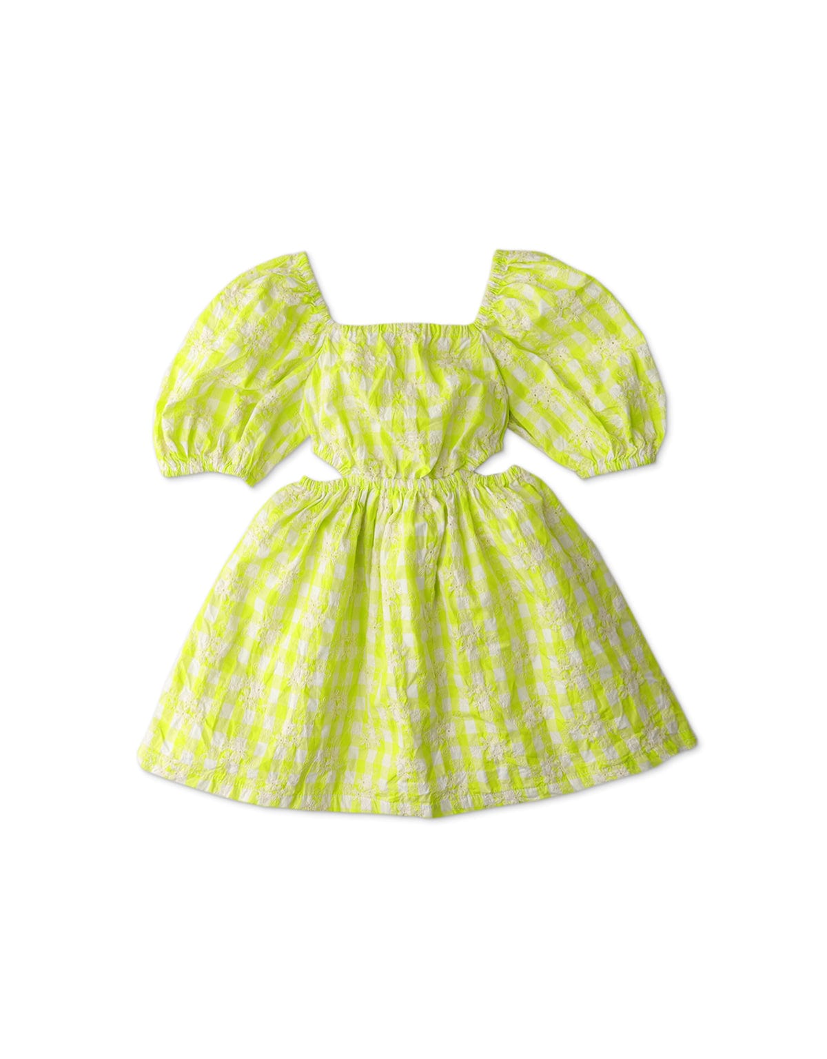 جينجرسنابس فستان بنات كاروهات مفتوح من الجانبين نص كم أخضر نيون