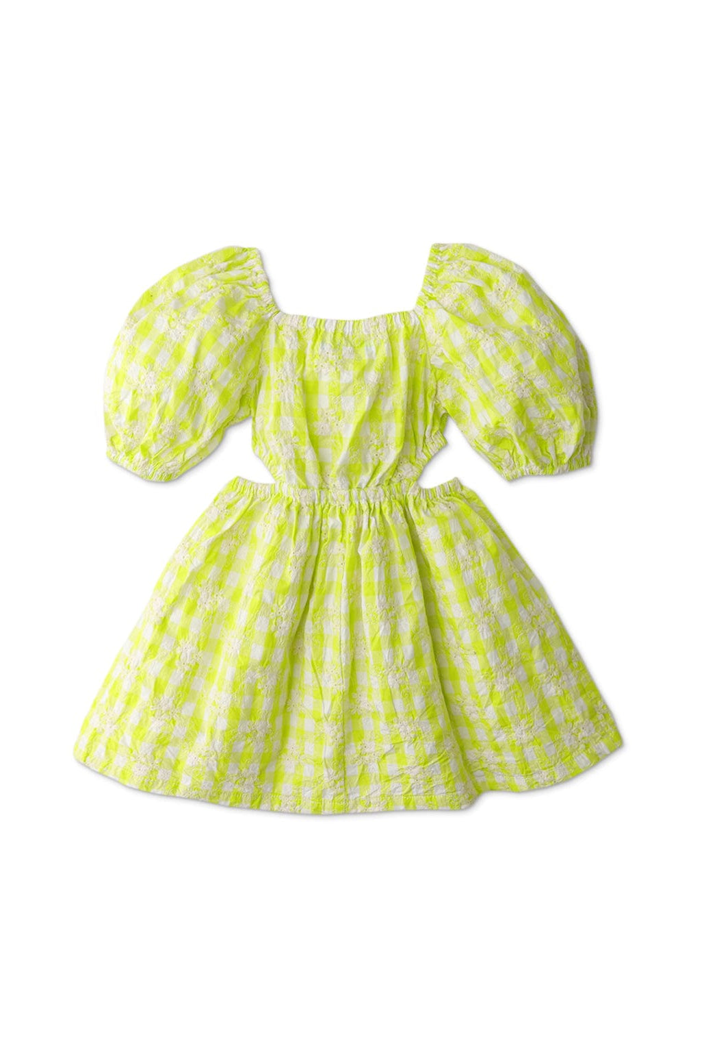 جينجرسنابس فستان بنات كاروهات مفتوح من الجانبين نص كم أخضر نيون