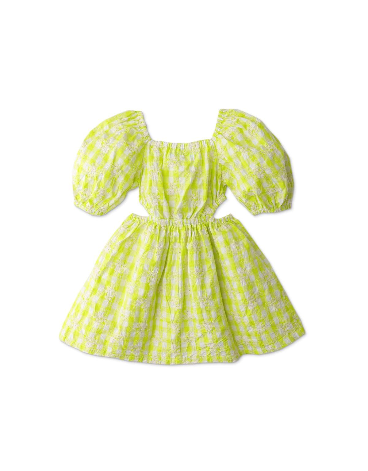 جينجرسنابس فستان بنات كاروهات مفتوح من الجانبين نص كم أخضر نيون