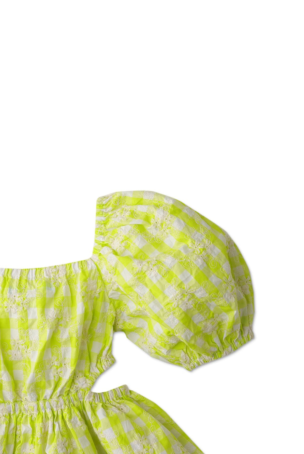 جينجرسنابس فستان بنات كاروهات مفتوح من الجانبين نص كم أخضر نيون