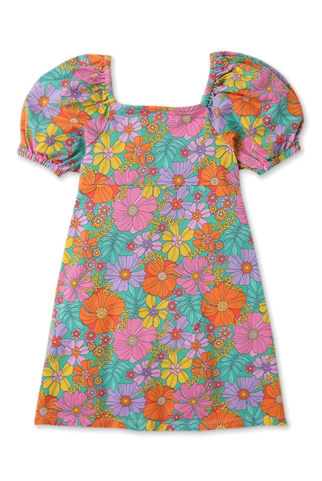 جينجرسنابس فستان بناتي موردة نص كم بف متعدد الألوان