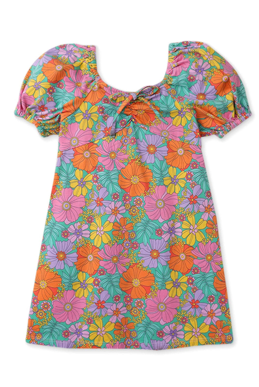 جينجرسنابس فستان بناتي موردة نص كم بف متعدد الألوان