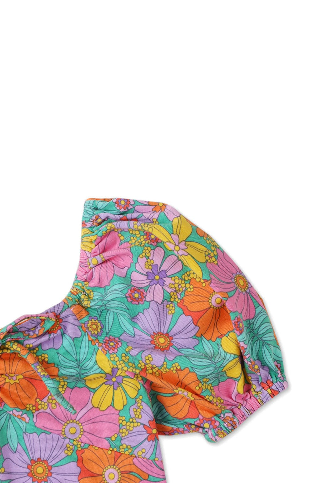 جينجرسنابس فستان بناتي موردة نص كم بف متعدد الألوان