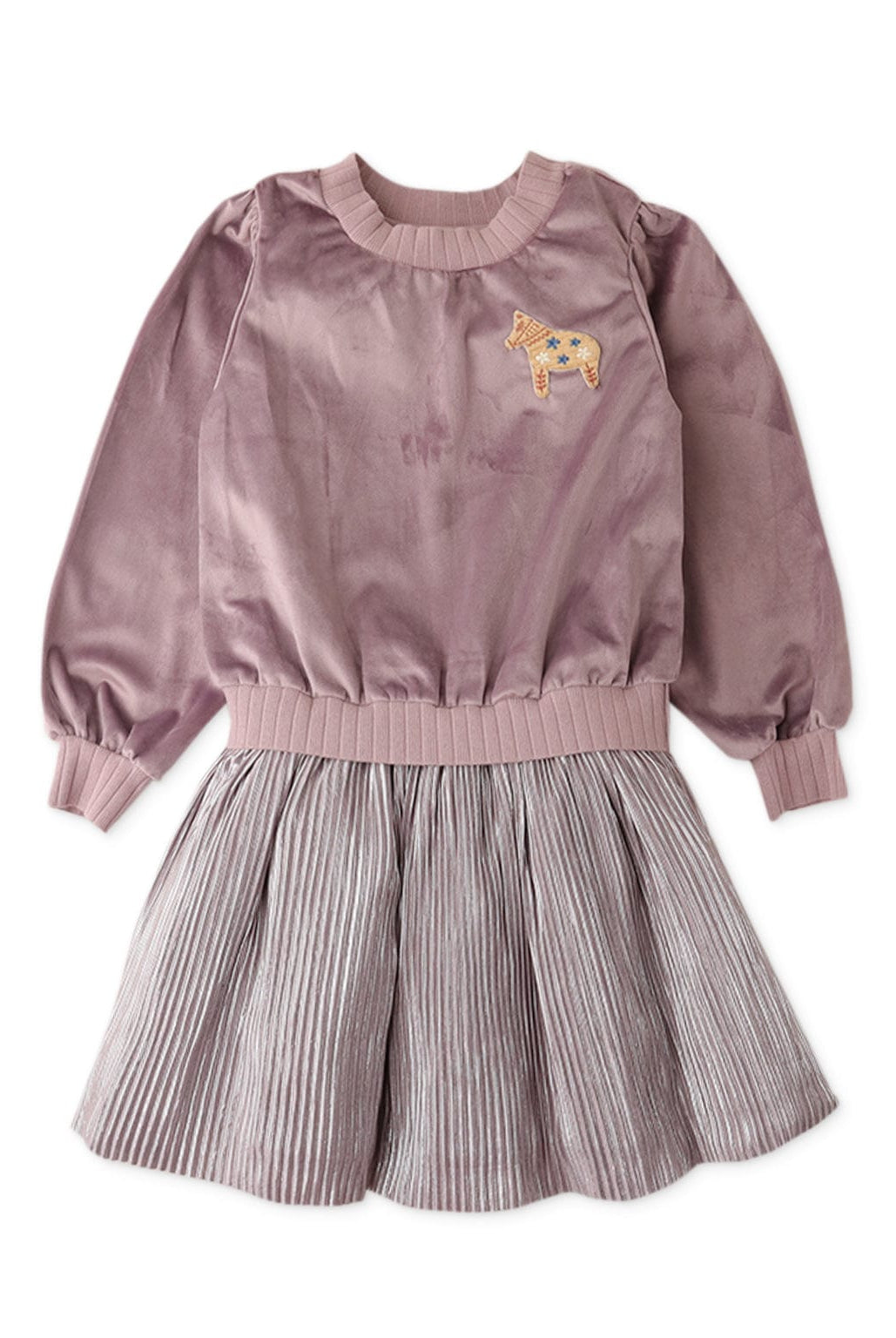 جينجرسنابس فستان بناتي سادة مكشكش من الاسفل أرجواني