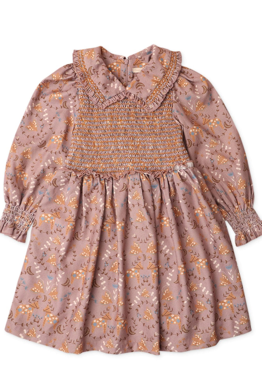 جينجرسنابس فستان بناتي منقوش بزهور بكشكشه على الصدر والاكمام متعدد الألوان