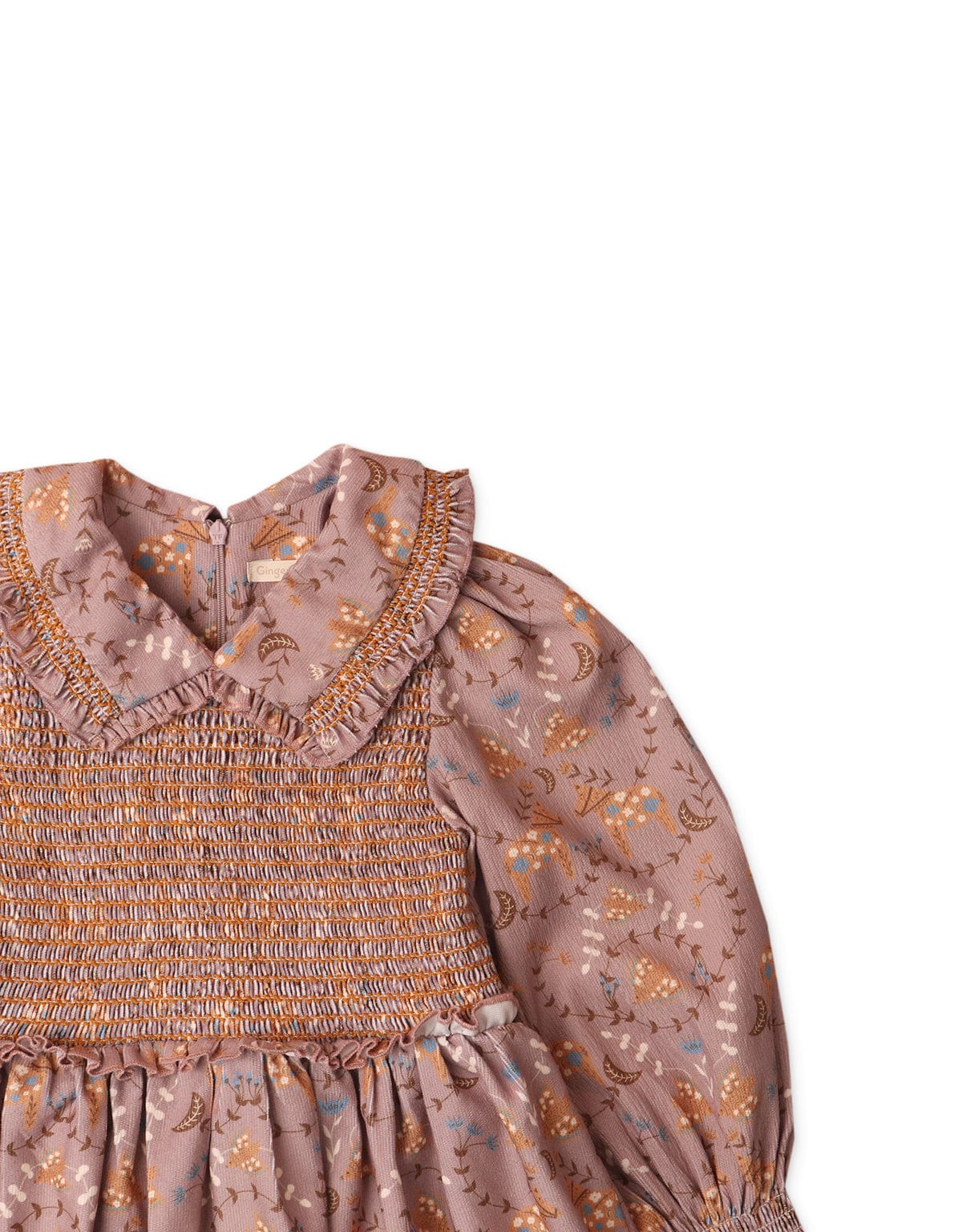 جينجرسنابس فستان بناتي منقوش بزهور بكشكشه على الصدر والاكمام متعدد الألوان