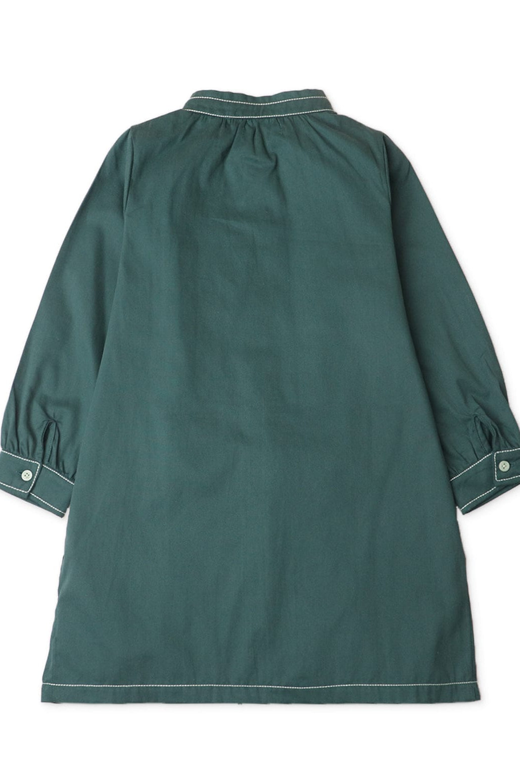 جينجرسنابس فستان بناتي سادة بأكمام طويلة أخضر