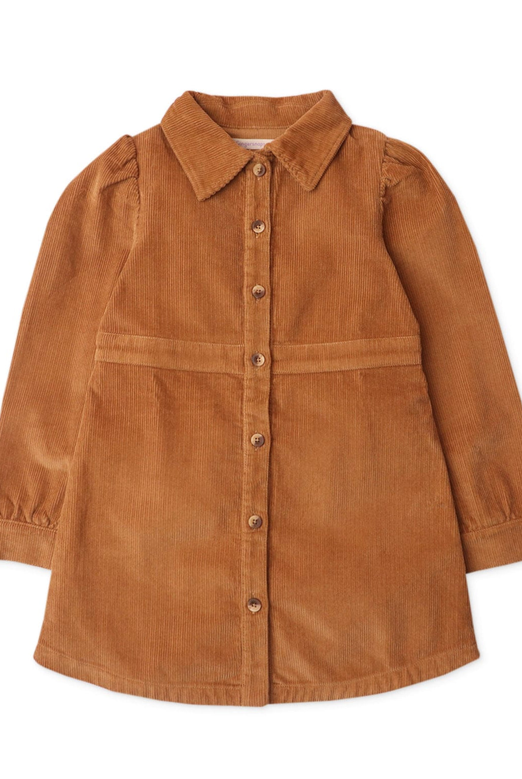 جينجرسنابس فستان بناتي مضلع بنمط قميص بني