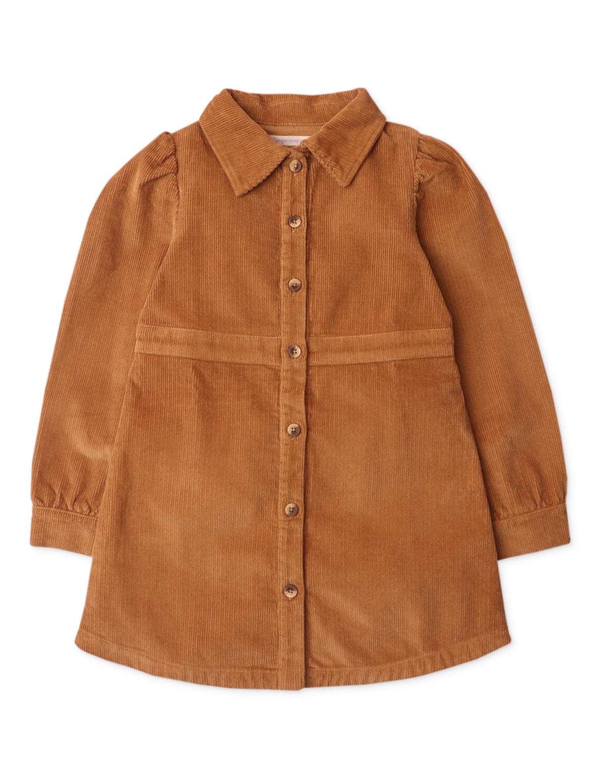 جينجرسنابس فستان بناتي مضلع بنمط قميص بني