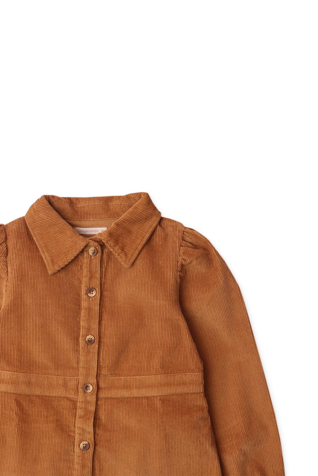 جينجرسنابس فستان بناتي مضلع بنمط قميص بني