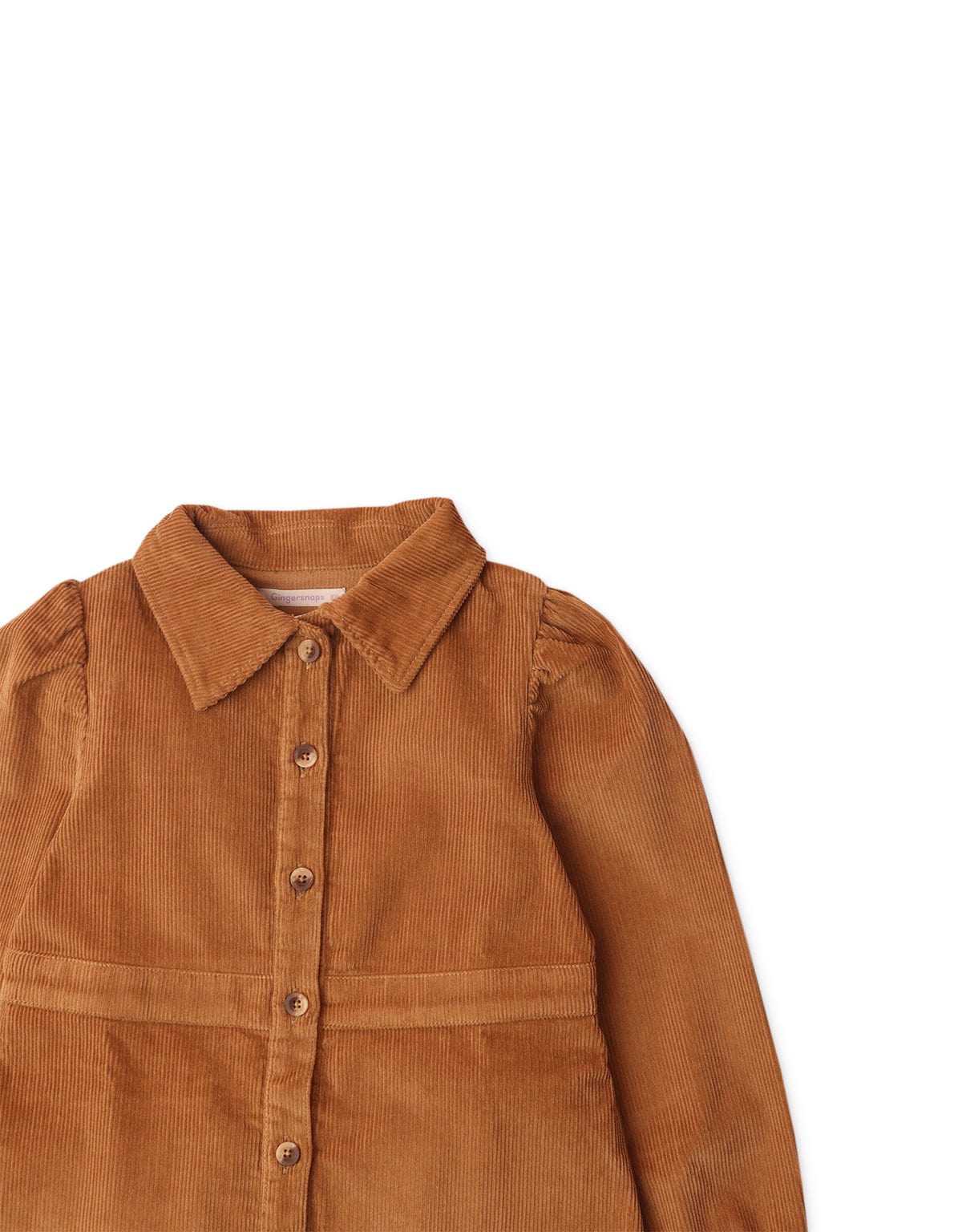 جينجرسنابس فستان بناتي مضلع بنمط قميص بني