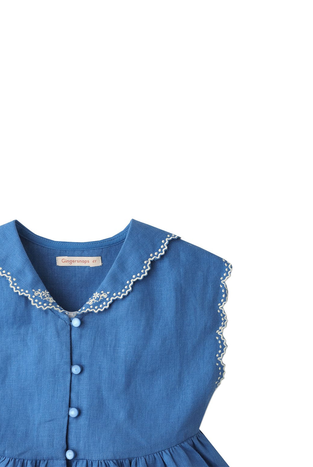 جينجرسنابس فستان بناتي بدون اكمام سادة بجيوب أمامية أزرق