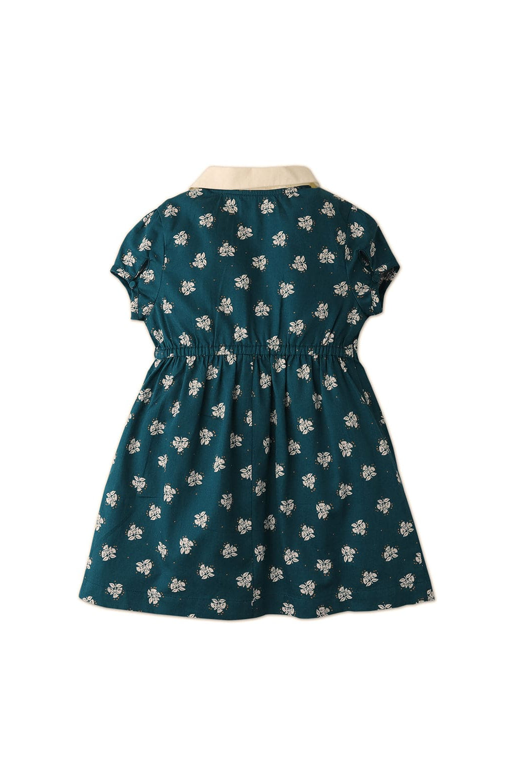 جينجرسنابس فستان بناتي برسمه ورود ورباط في الياقة أزرق