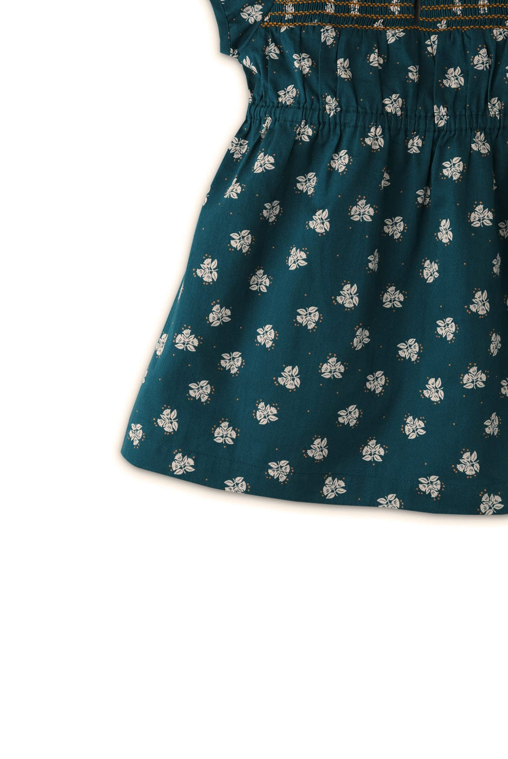 جينجرسنابس فستان بناتي برسمه ورود ورباط في الياقة أزرق