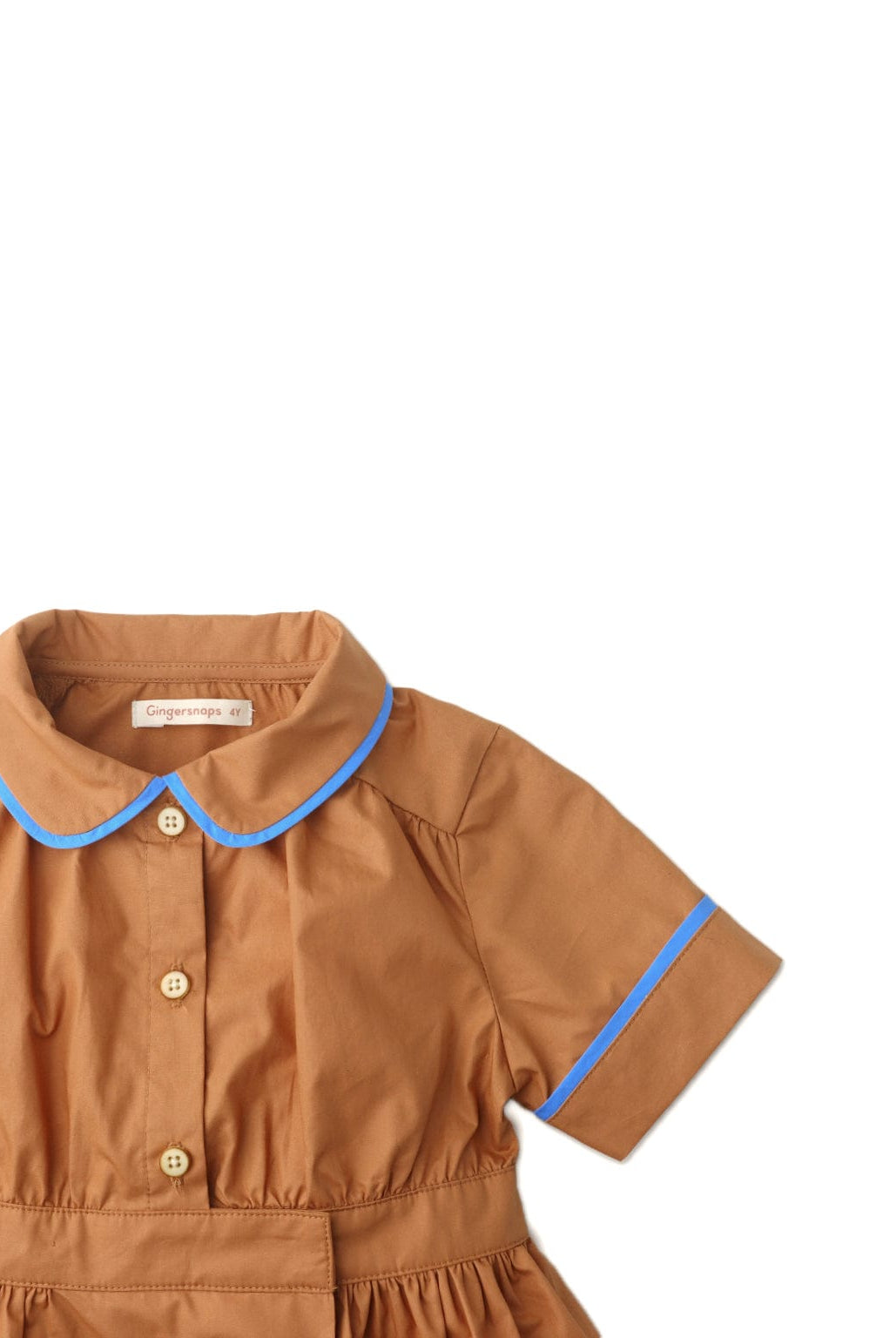 جينجرسنابس فستان بناتي بجيوب وياقه سادة بني