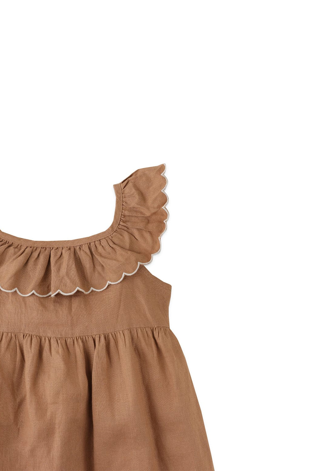 جينجرسنابس فستان بناتي مطرز بالخيط على شكل ورود بني