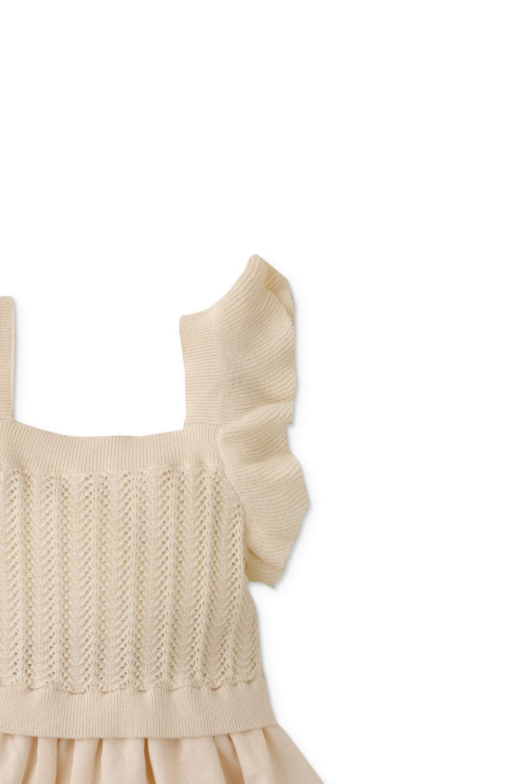 جينجرسنابس فستان بناتي محبوك حمالات منفوش أوف وايت