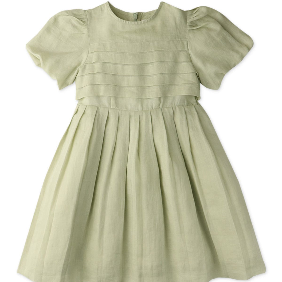 جينجرسنابس فستان بناتي بف بكسرات سادة أخضر