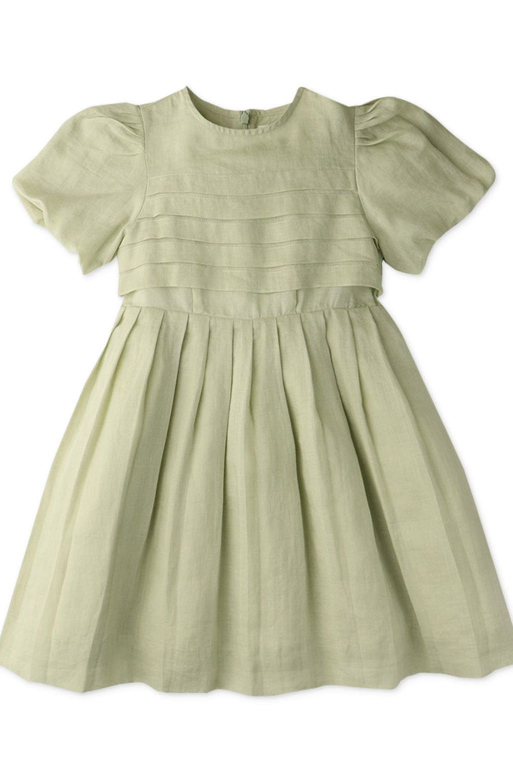 جينجرسنابس فستان بناتي بف بكسرات سادة أخضر