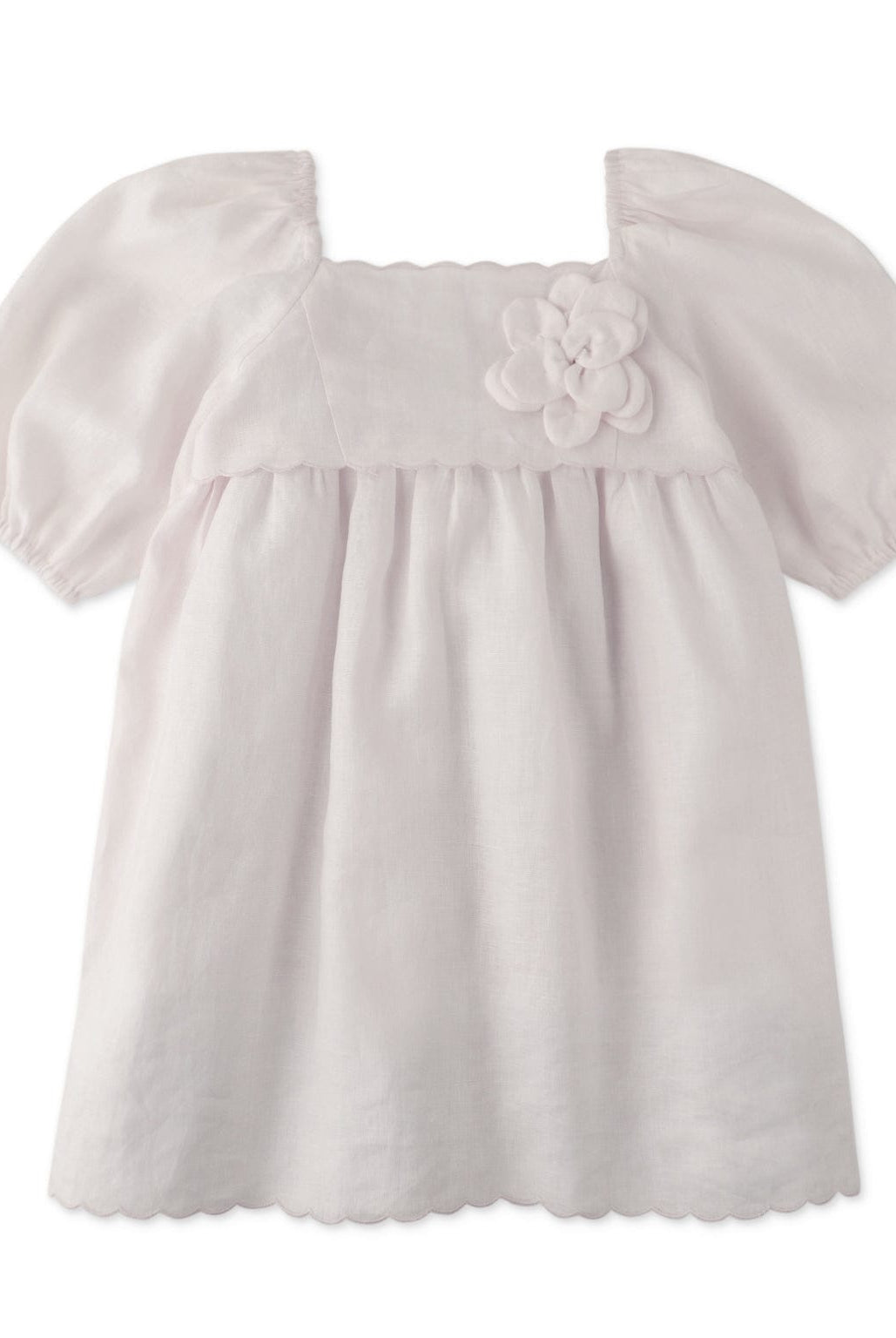 جينجرسنابس فستان بناتي سادة بوردة على الصدر وردي