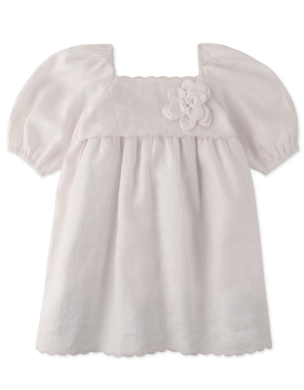 جينجرسنابس فستان بناتي سادة بوردة على الصدر وردي