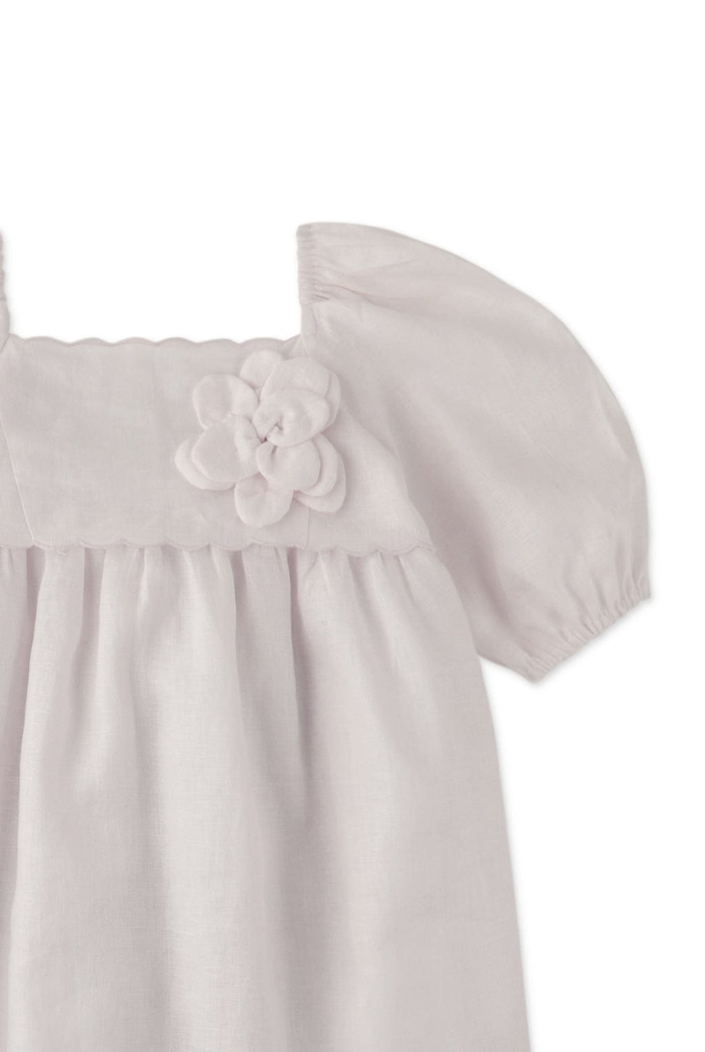 جينجرسنابس فستان بناتي سادة بوردة على الصدر وردي