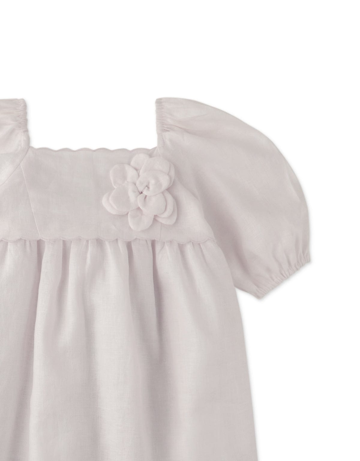 جينجرسنابس فستان بناتي سادة بوردة على الصدر وردي