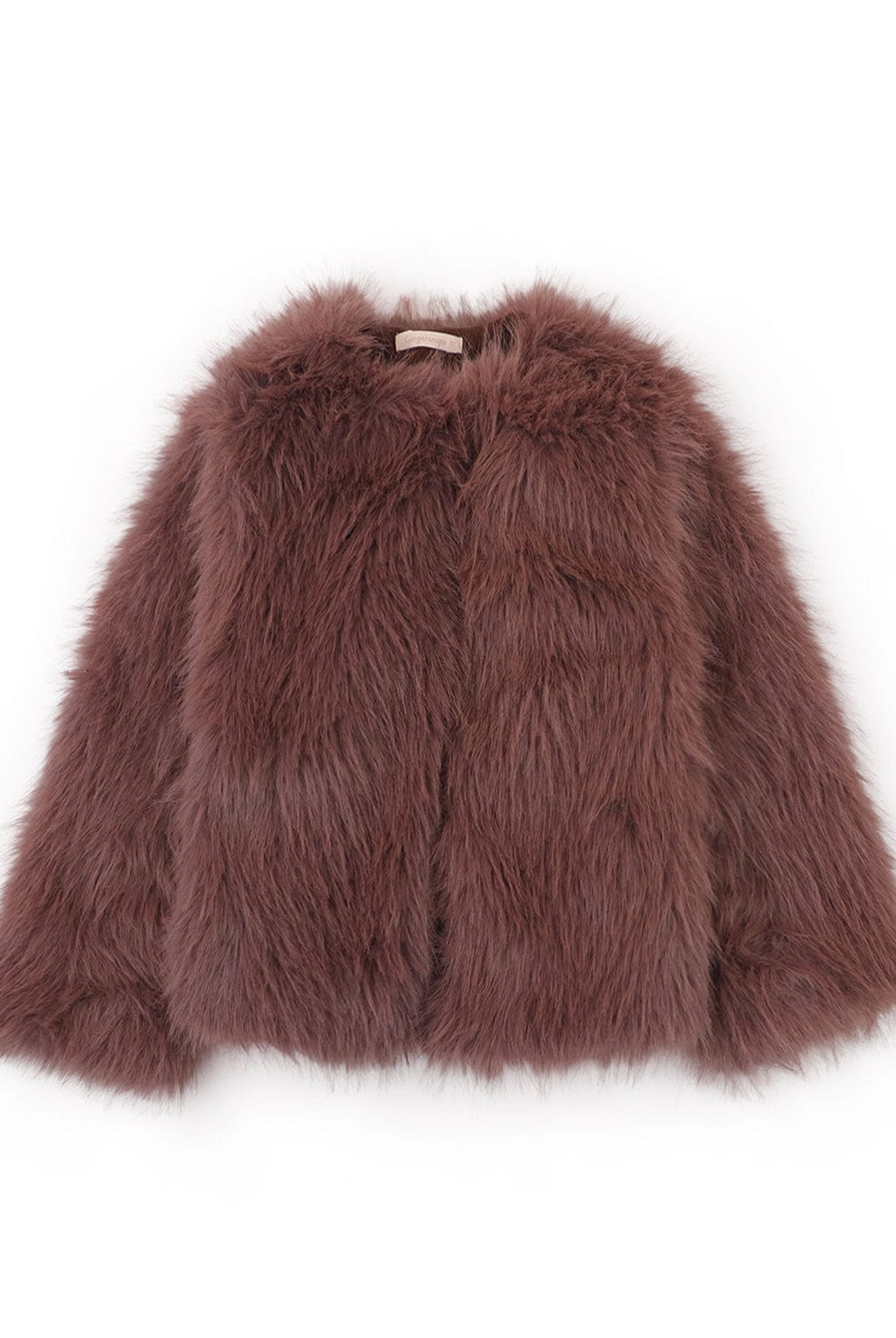 جينجرسنابس جاكيت بناتي فرو بدون سوسته سادة بني