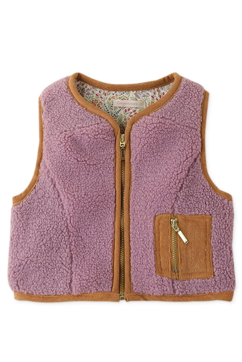 جينجرسنابس جاكيت فرو بناتي بسحاب بدون أكمام أرجواني