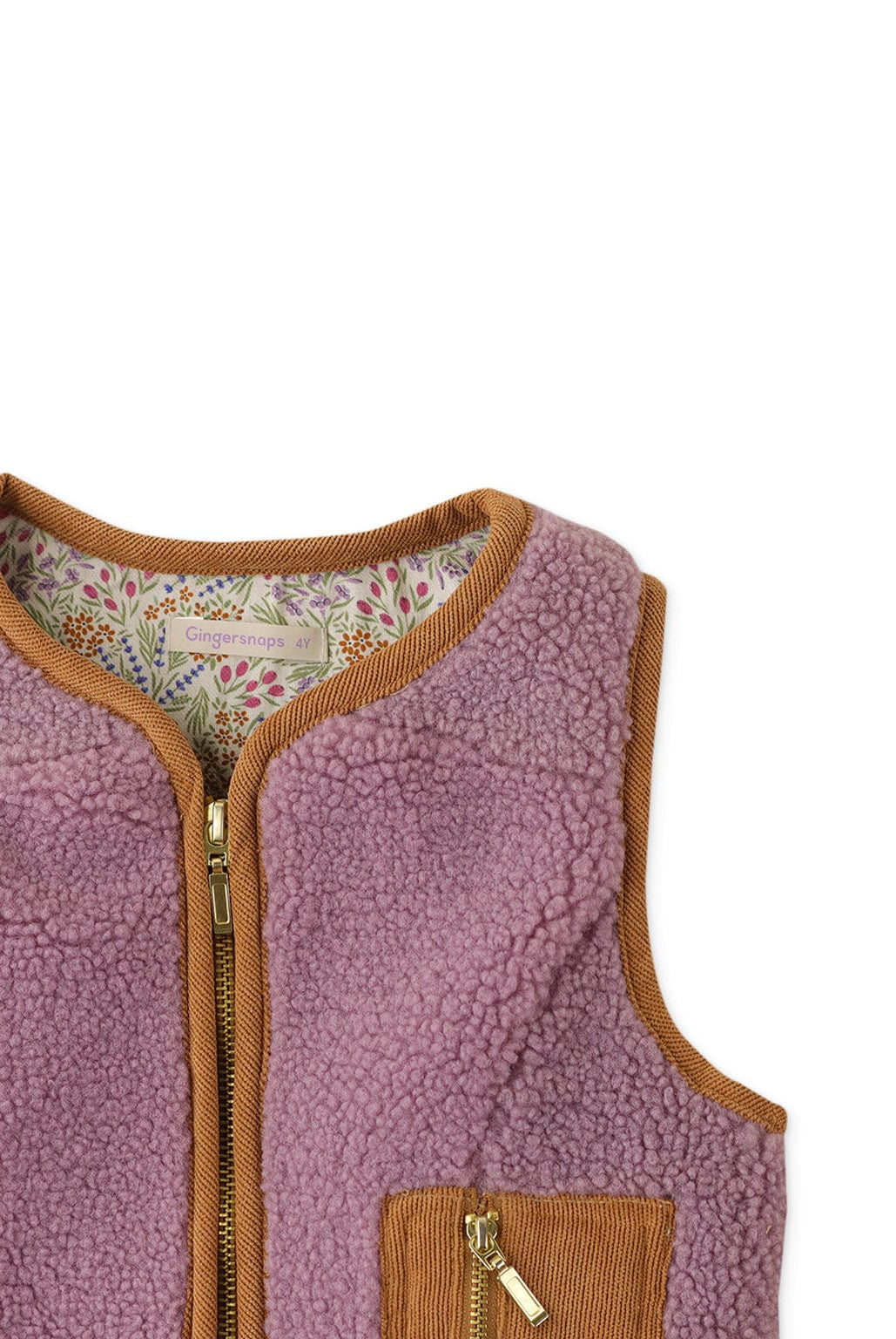 جينجرسنابس جاكيت فرو بناتي بسحاب بدون أكمام أرجواني