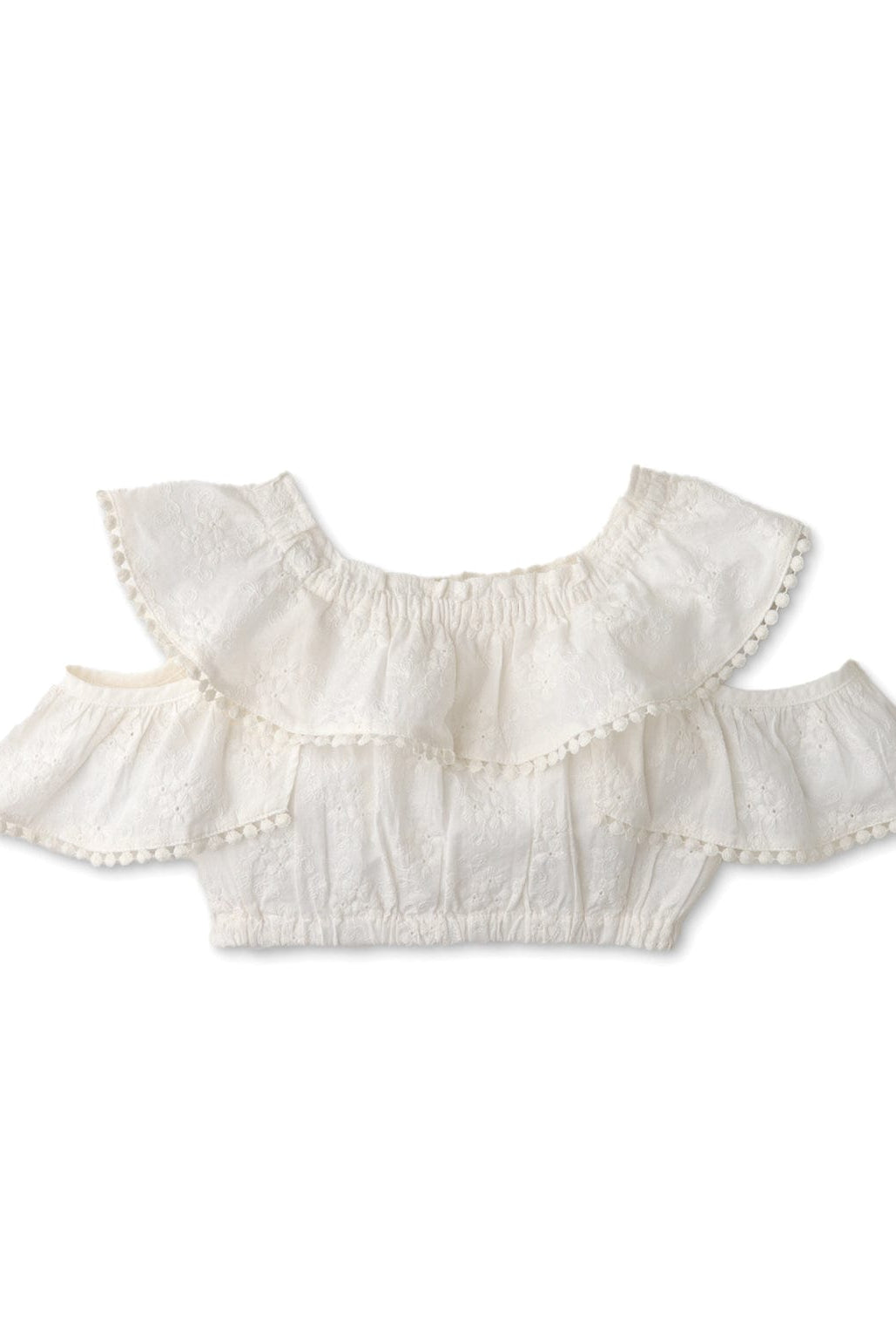 جينجرسنابس بلوزة بناتي سادة كتف مكشوف أبيض