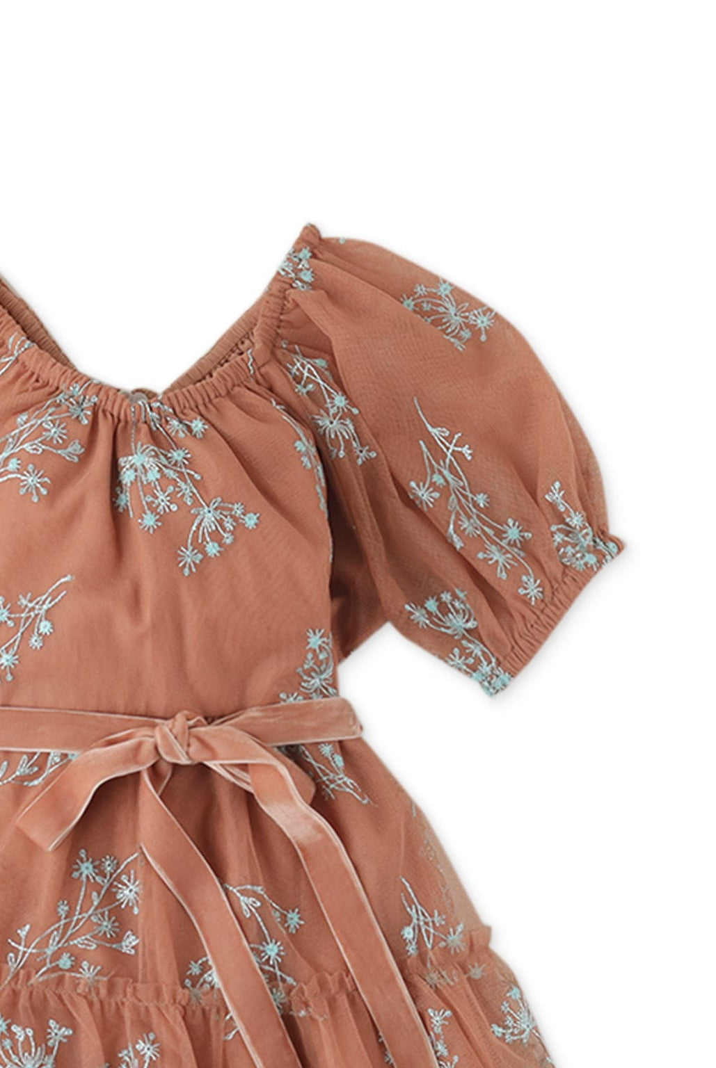 جينجرسنابس فستان بناتي منسوج مورد برباط على الخصر متعدد الألوان