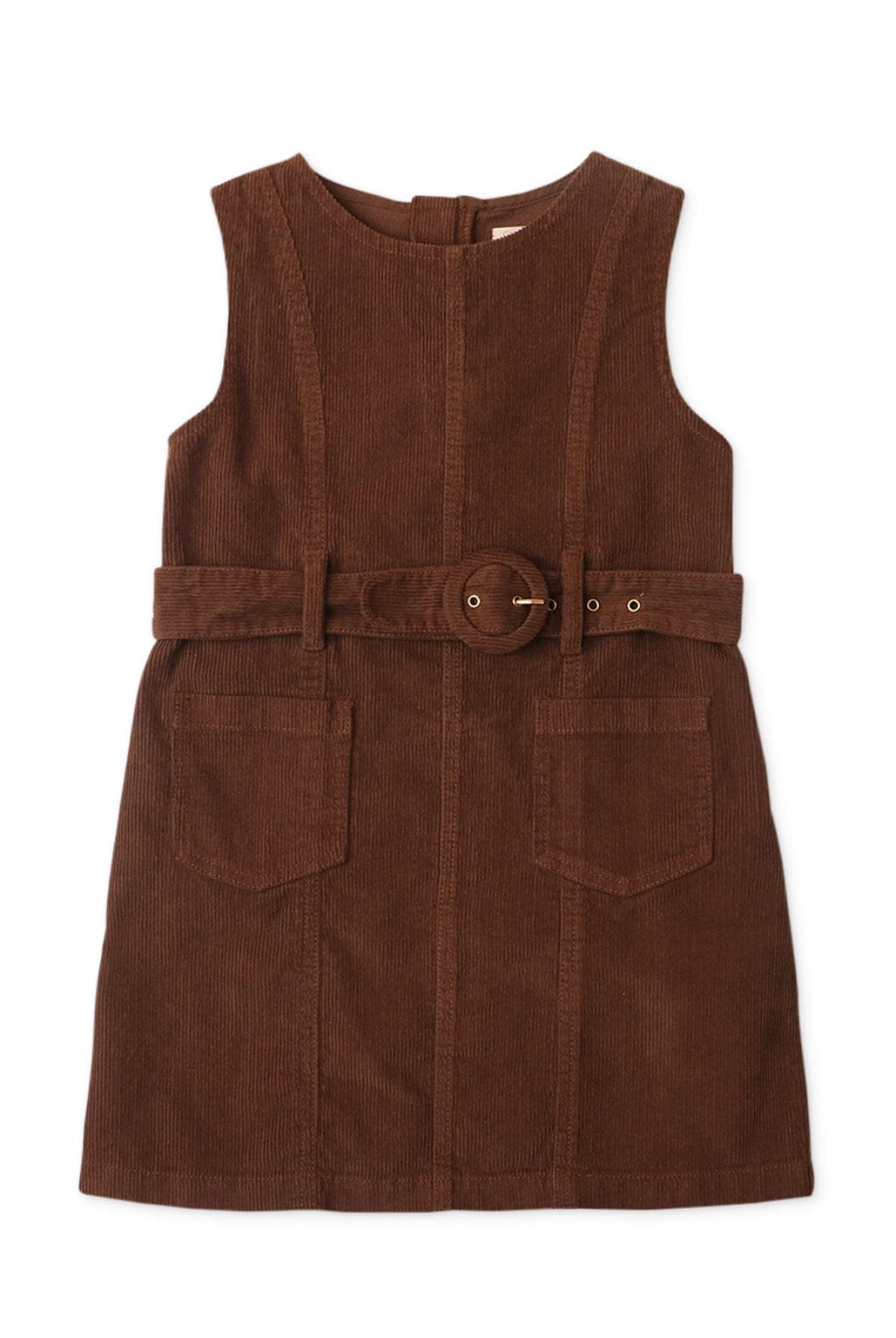 جينجرسنابس طقم فستان أطفال بناتي مضلع بدون أكمام وبلوزة كم طويل بني