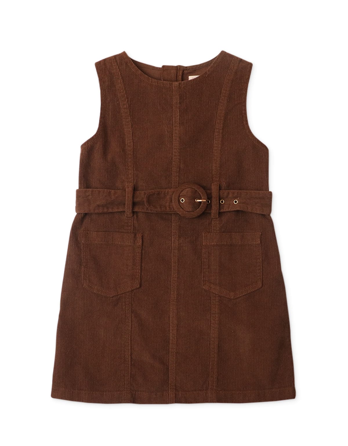 جينجرسنابس طقم فستان أطفال بناتي مضلع بدون أكمام وبلوزة كم طويل بني