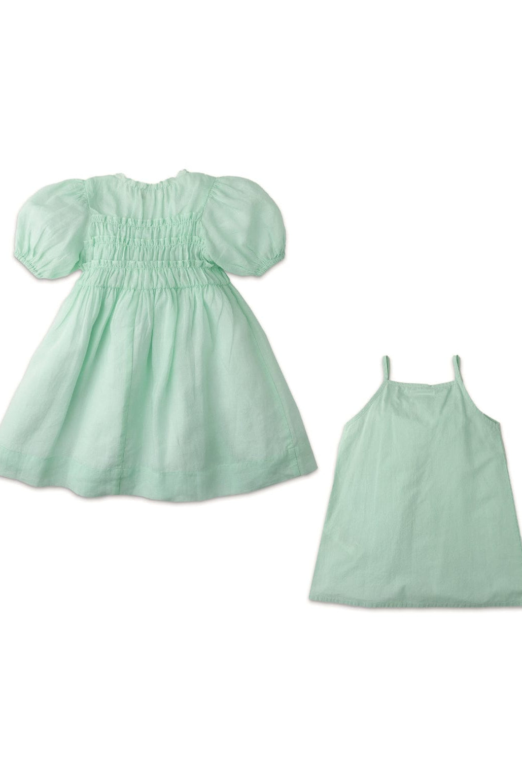 جينجرسنابس فستان بناتي بكشكشة في المتصف أخضر