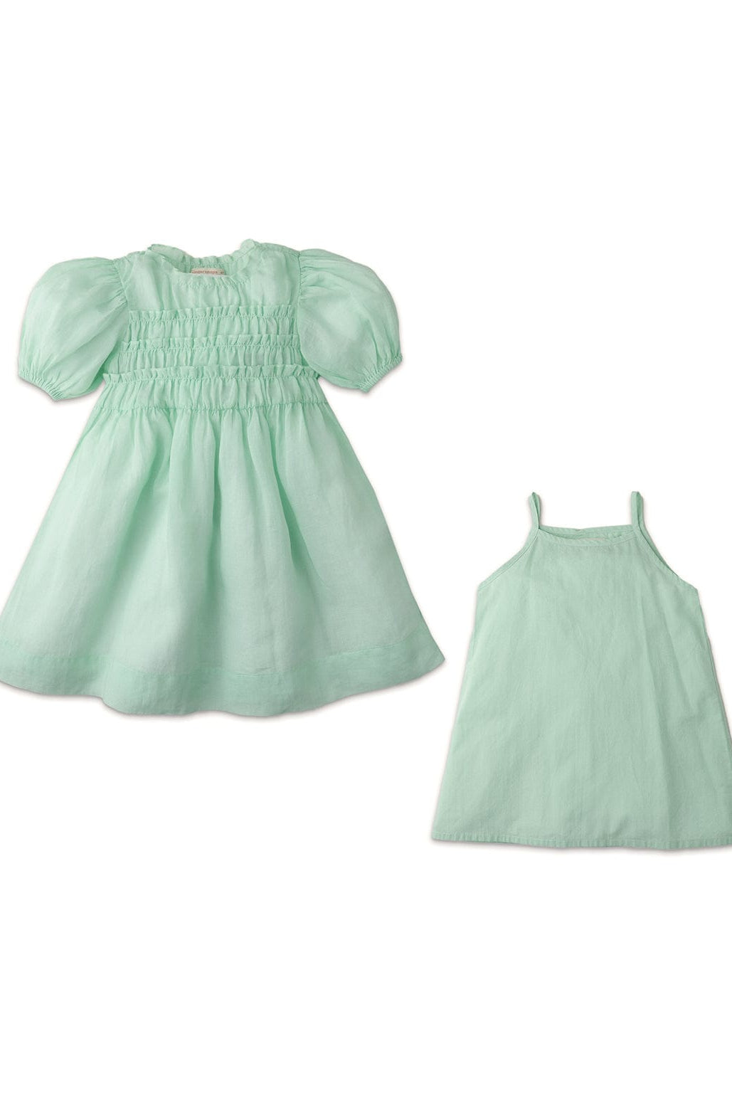 جينجرسنابس فستان بناتي بكشكشة في المتصف أخضر