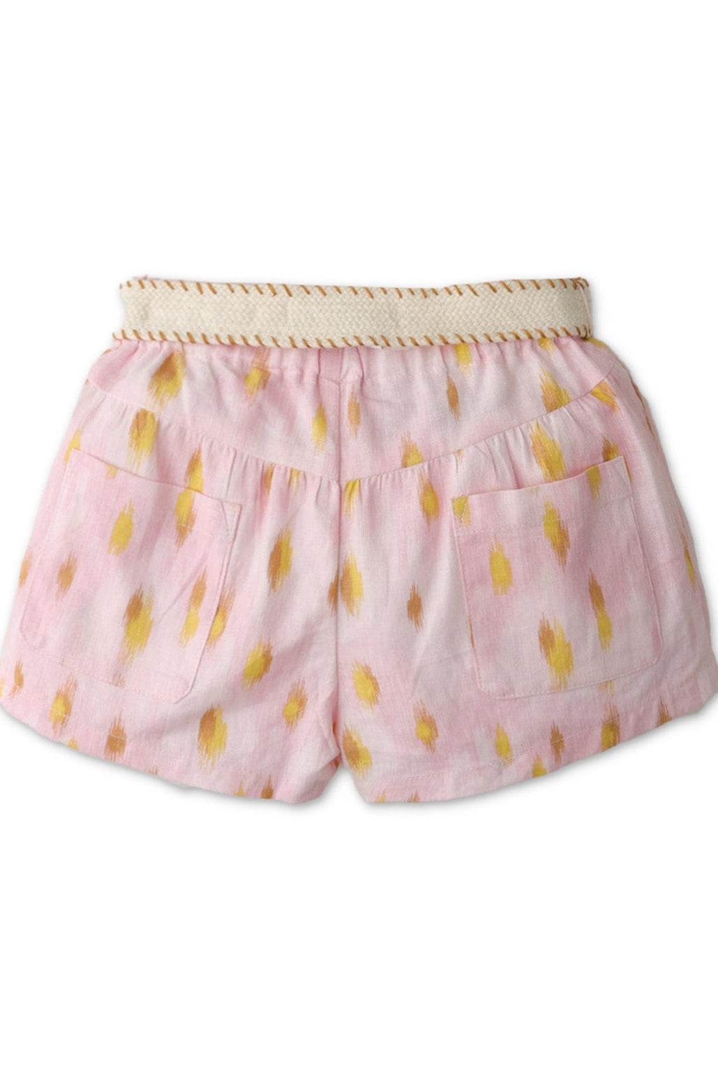 جينجرسنابس شورت بناتي منقوش برباط خصر وردي