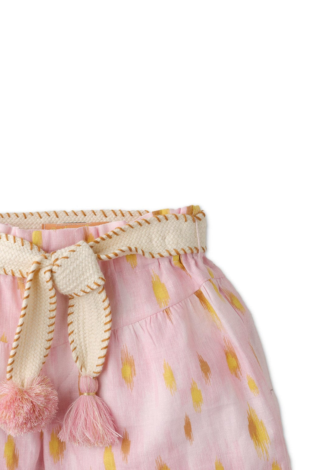 جينجرسنابس شورت بناتي منقوش برباط خصر وردي