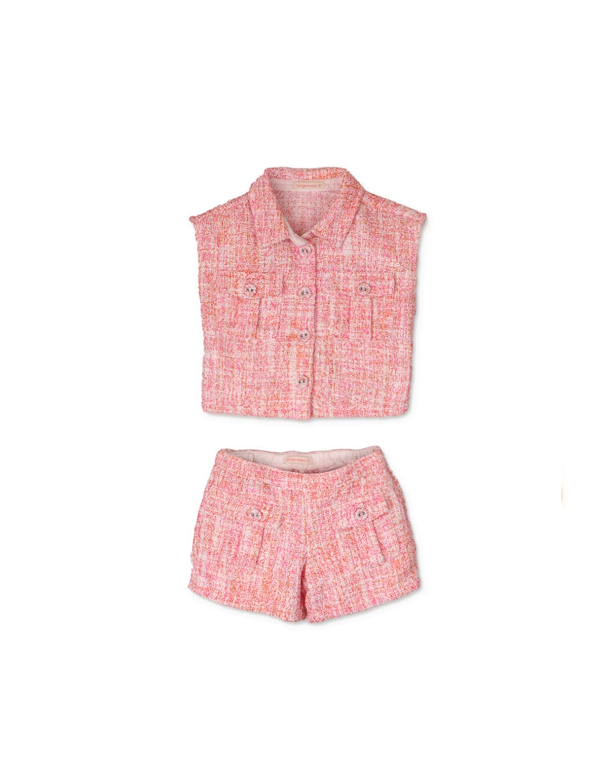 جينجرسنابس طقم شورت وبلوزة كت بأزرار أمامية وردي