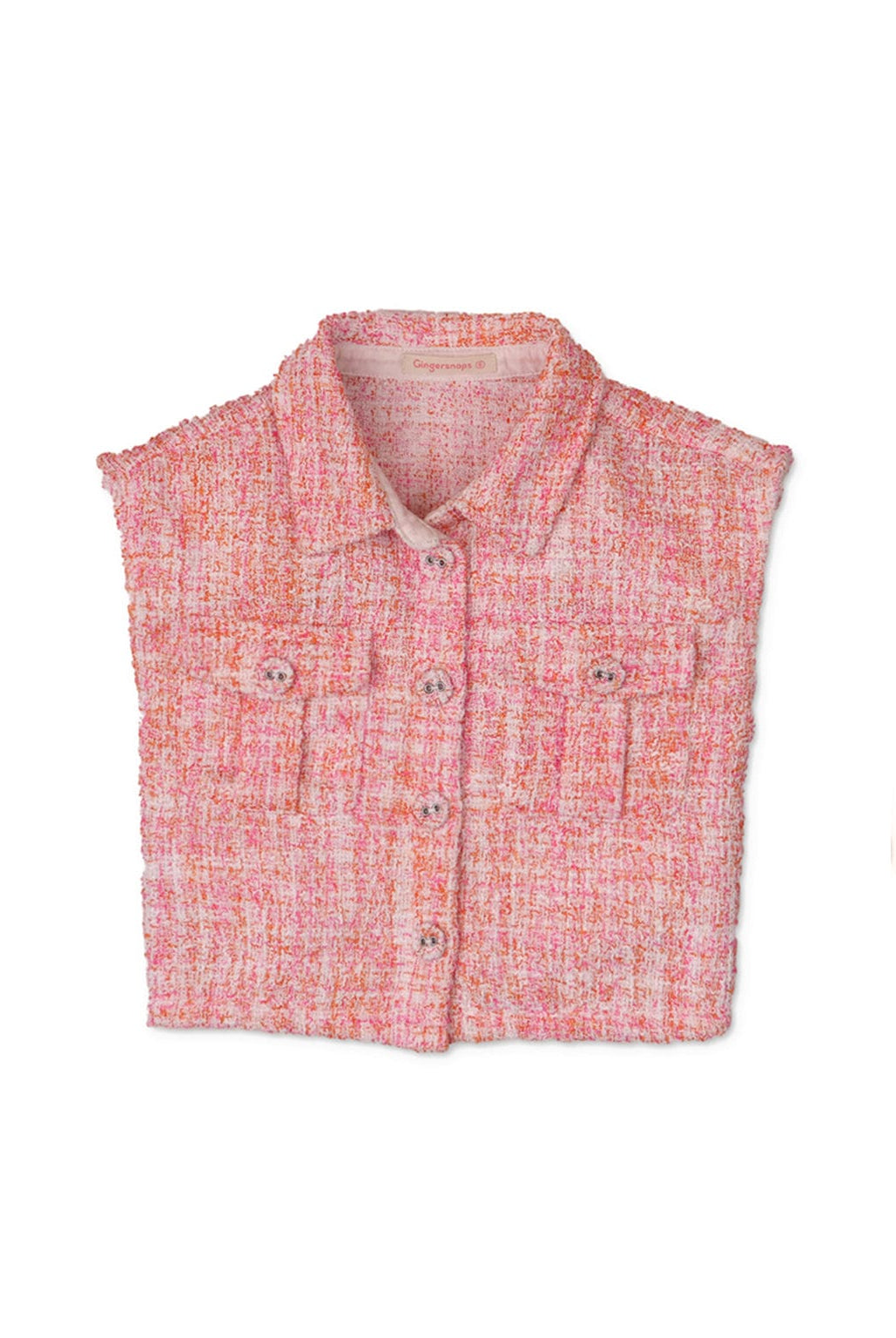 جينجرسنابس طقم شورت وبلوزة كت بأزرار أمامية وردي