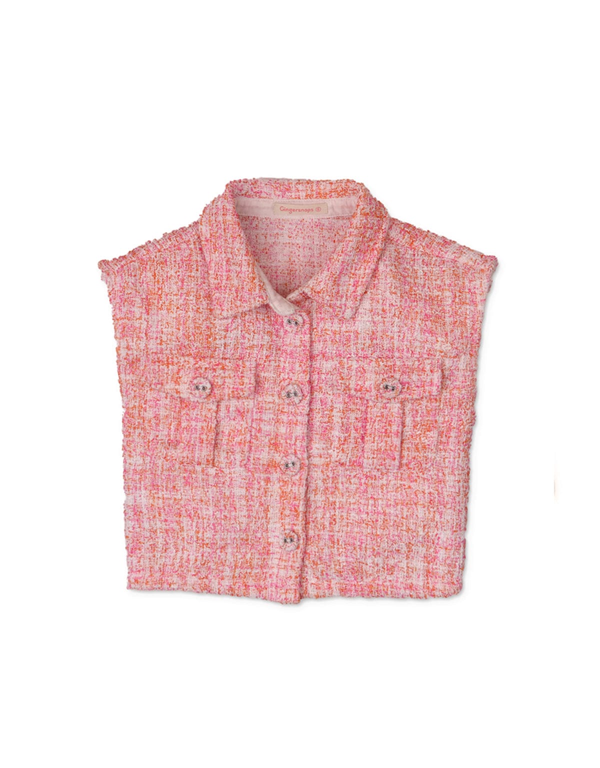 جينجرسنابس طقم شورت وبلوزة كت بأزرار أمامية وردي