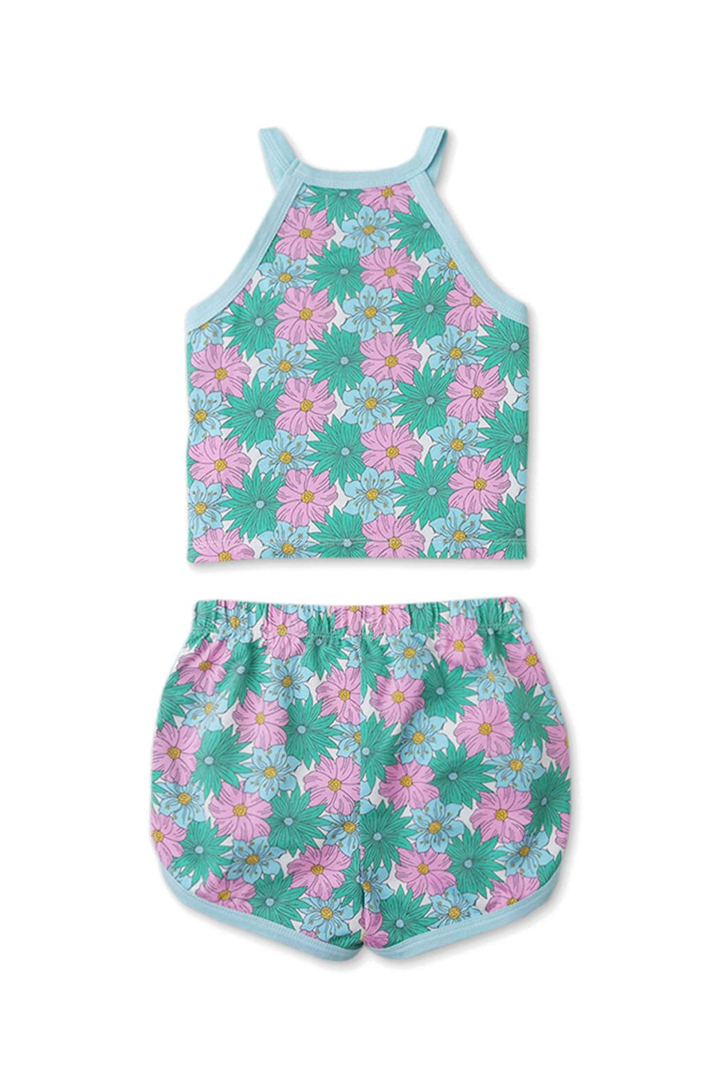 جينجرسنابس طقم شورت بناتي مشجر بلوزة بحمالات متعدد الألوان