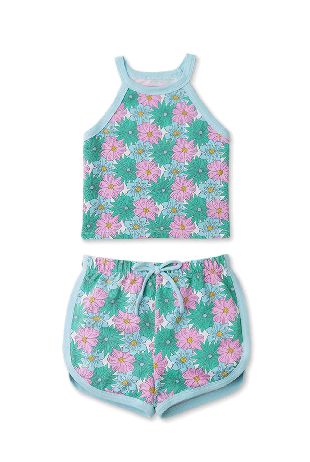 جينجرسنابس طقم شورت بناتي مشجر بلوزة بحمالات متعدد الألوان